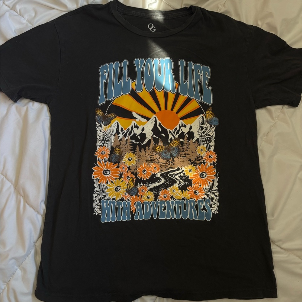 Black Butterfly Print Women's Tee